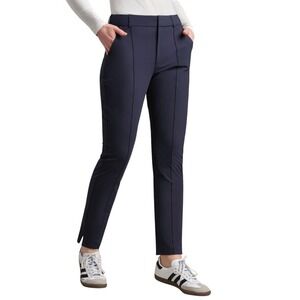 Rhone Womens Coupe Ponte Pant Navy Blue Straight Leg Pintuck Trousers Size 10